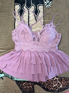 Zenana Outfitters Dusty Mauve Lace Cami XL